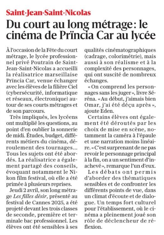 Du Festival de Cannes au lycée Poutrain : rencontre avec la réalisatrice Prïncia Car 9 IMG 20260409 WA0000 e1783000201317